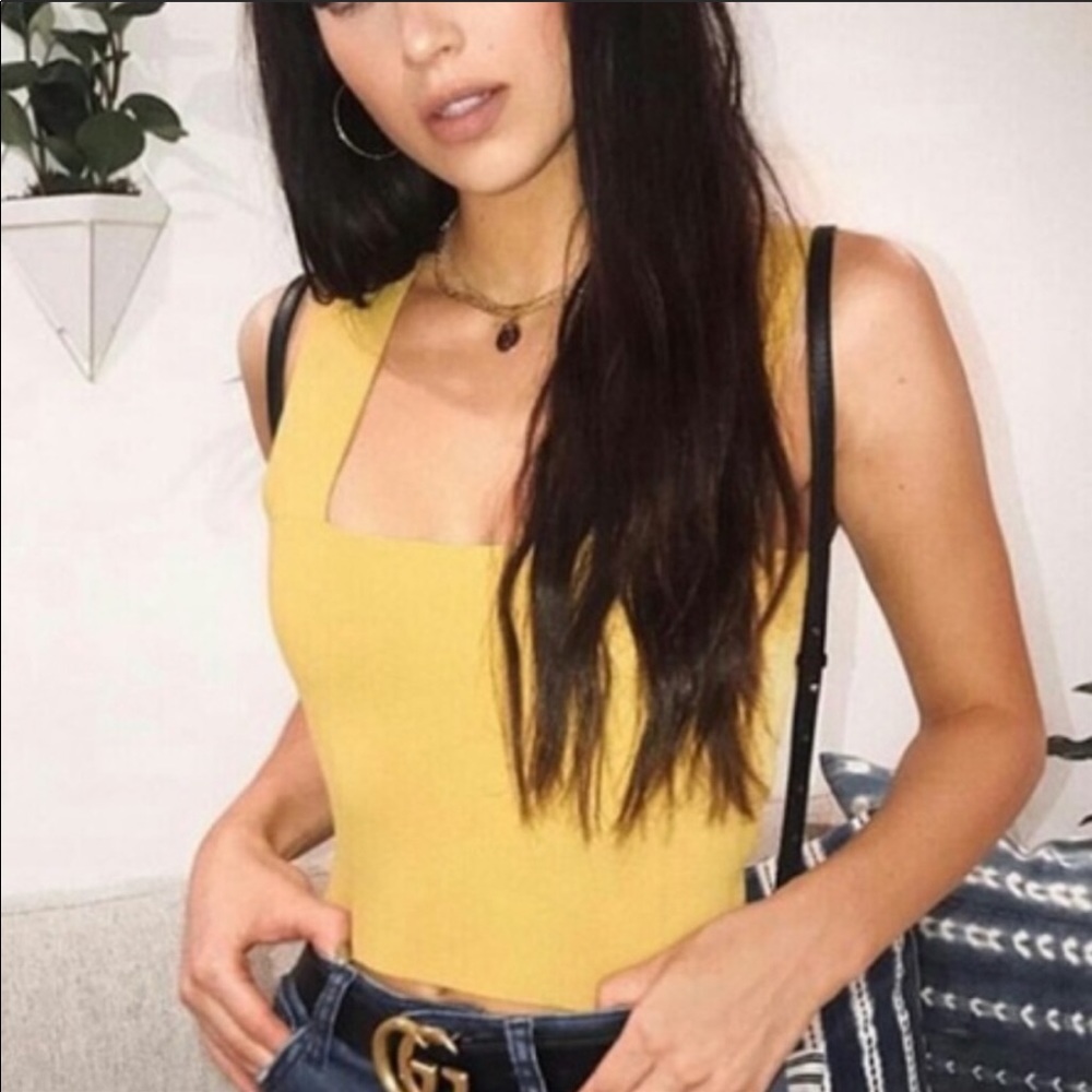 LF Seek mustard yellow bodysuit
